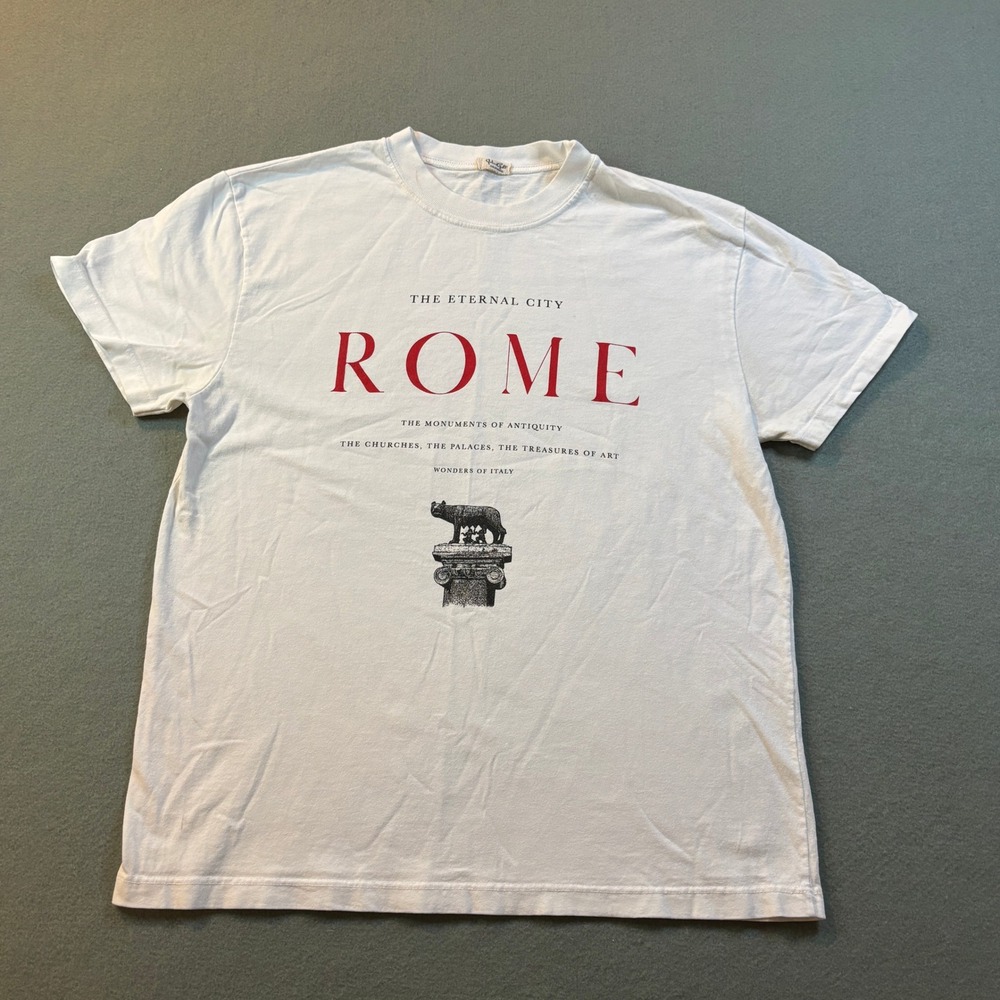 Brandy Melville John Galt Rome The Eternal City T-Shirt Womens S White